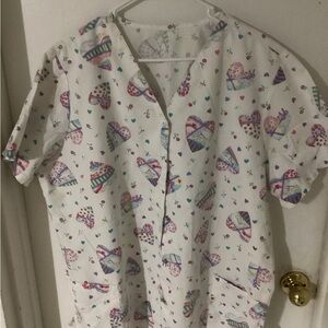 SB Scrubs Calico Prairie Heart Scrub Top Size 2X